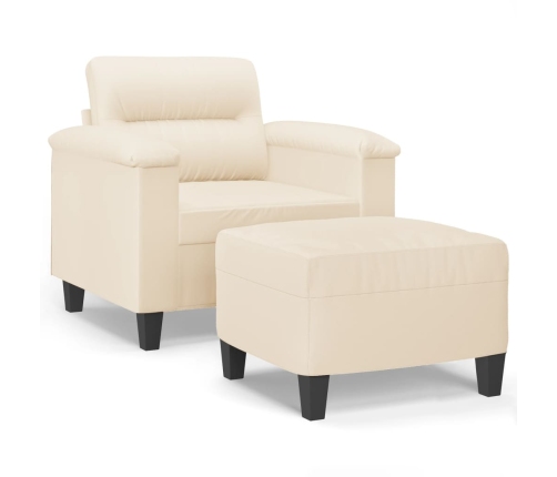 Sillón con taburete tela de microfibra beige 60 cm