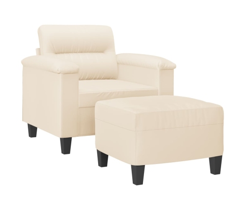 Sillón con taburete tela de microfibra beige 60 cm