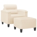 Sillón con taburete tela de microfibra beige 60 cm