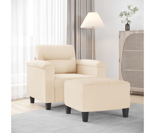 Sillón con taburete tela de microfibra beige 60 cm