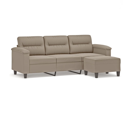 Sofá de 3 plazas y taburete tela microfibra gris taupe 180 cm