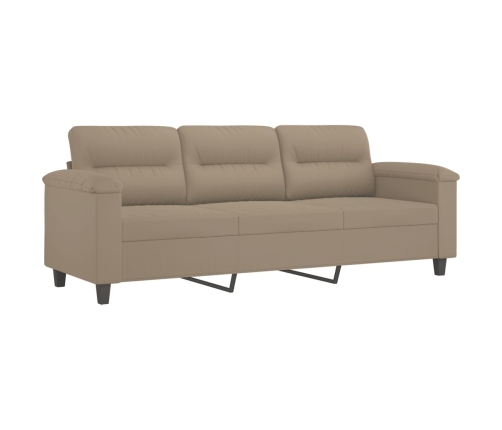 Sofá de 3 plazas y taburete tela microfibra gris taupe 180 cm