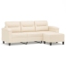 Sofá de 3 plazas y taburete tela microfibra beige 180 cm