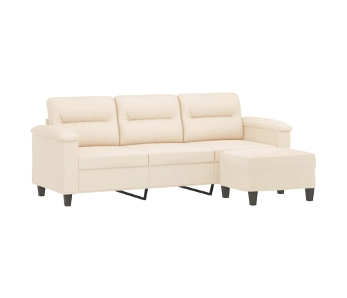 Sofá de 3 plazas y taburete tela microfibra beige 180 cm