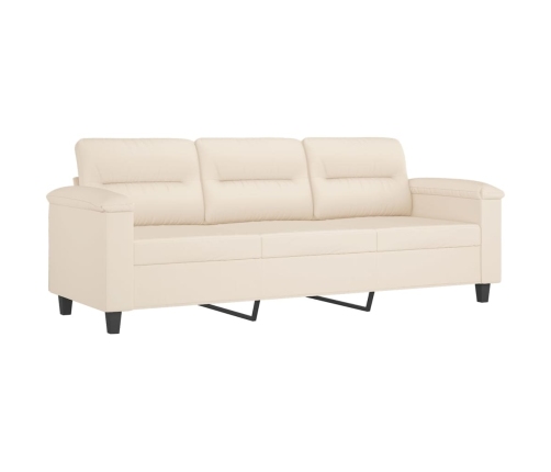 Sofá de 3 plazas y taburete tela microfibra beige 180 cm