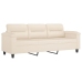 Sofá de 3 plazas y taburete tela microfibra beige 180 cm