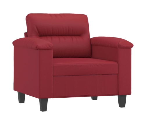 vidaXL Sillón con taburete cuero sintético rojo tinto 60 cm