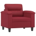 vidaXL Sillón con taburete cuero sintético rojo tinto 60 cm