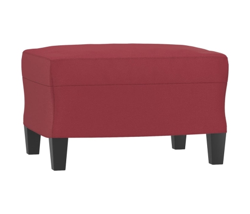 vidaXL Sillón con taburete cuero sintético rojo tinto 60 cm