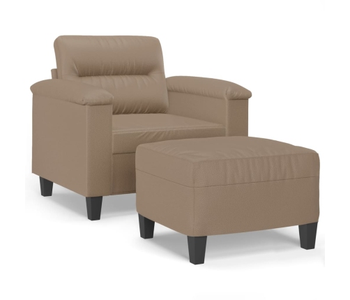 vidaXL Sillón con taburete cuero sintético color capuchino 60 cm