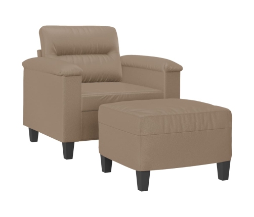 vidaXL Sillón con taburete cuero sintético color capuchino 60 cm