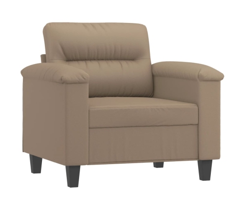 vidaXL Sillón con taburete cuero sintético color capuchino 60 cm