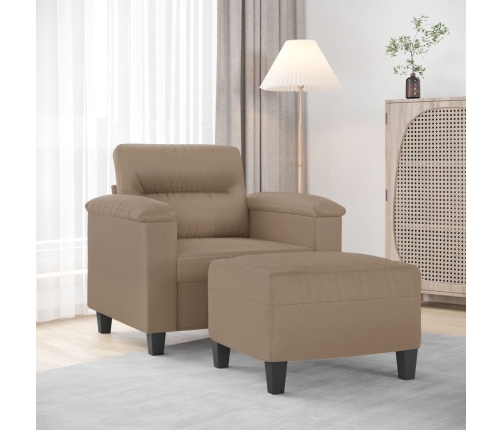 vidaXL Sillón con taburete cuero sintético color capuchino 60 cm