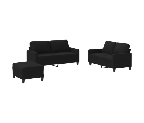 Juego de sofás con cojines 3 piezas tela negro