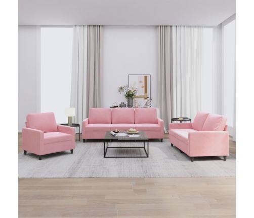 Juego de sofás con cojines 3 piezas terciopelo rosa