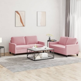 Juego de sofás con cojines 2 piezas terciopelo rosa