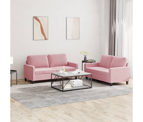 Juego de sofás con cojines 2 piezas terciopelo rosa