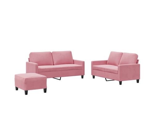 Juego de sofás con cojines 3 piezas terciopelo rosa