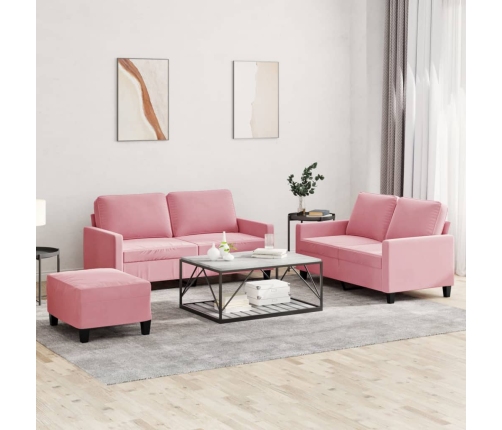 Juego de sofás con cojines 3 piezas terciopelo rosa