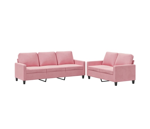 Juego de sofás con cojines 2 piezas terciopelo rosa