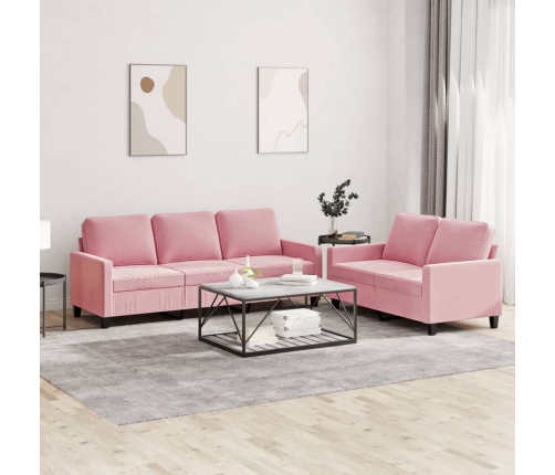 Juego de sofás con cojines 2 piezas terciopelo rosa