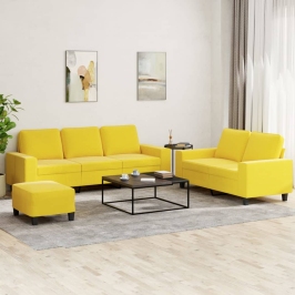 Juego de sofás 3 piezas tela amarillo claro