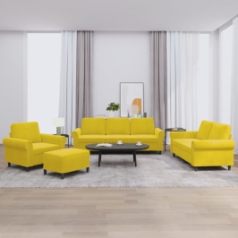 Juego de sofás con cojines 4 piezas terciopelo amarillo