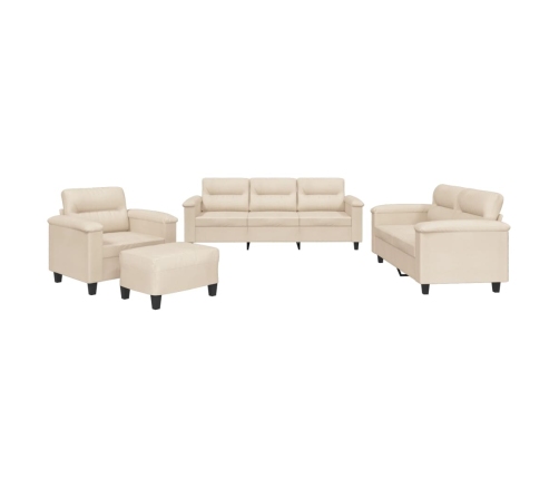 Juego de sofás con cojines 4 piezas tela microfibra beige