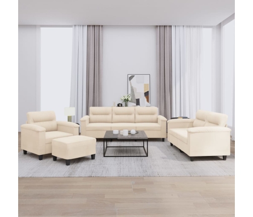 Juego de sofás con cojines 4 piezas tela microfibra beige