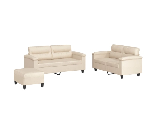 Juego de sofás con cojines 3 piezas tela microfibra beige