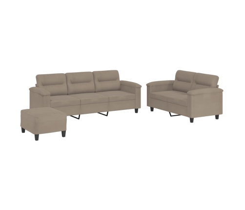 Juego de sofás con cojines 3 piezas tela microfibra gris taupe