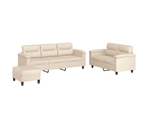 Juego de sofás con cojines 3 piezas tela microfibra beige