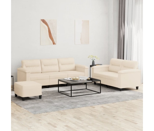 Juego de sofás con cojines 3 piezas tela microfibra beige