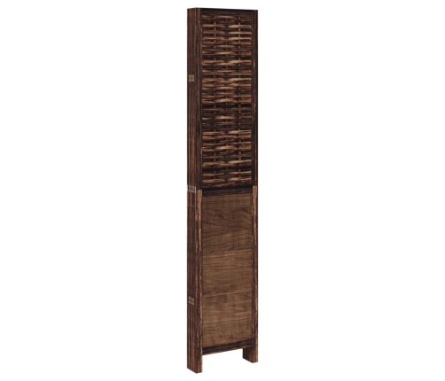 Biombo separador de 6 paneles madera paulownia marrón oscuro