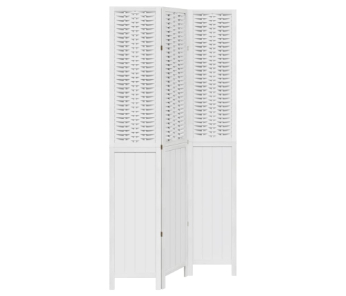 Biombo separador de 3 paneles madera maciza Paulownia blanco