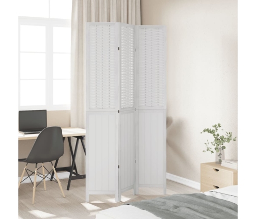 Biombo separador de 3 paneles madera maciza Paulownia blanco