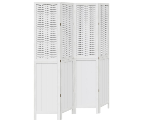 Biombo separador de 4 paneles madera maciza Paulownia blanco