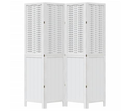 Biombo separador de 4 paneles madera maciza Paulownia blanco
