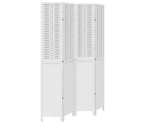 Biombo separador de 4 paneles madera maciza Paulownia blanco