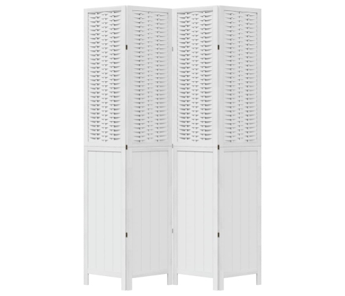 Biombo separador de 4 paneles madera maciza Paulownia blanco
