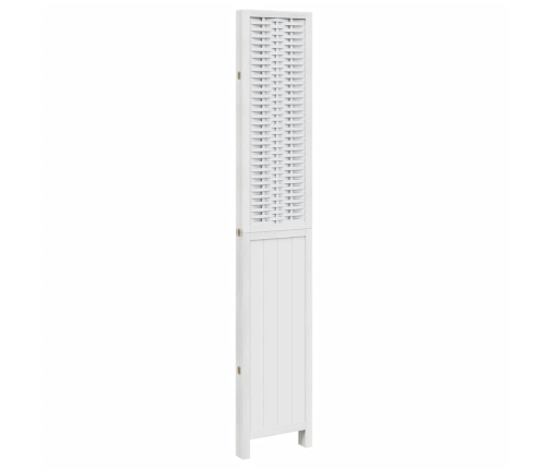 Biombo separador de 4 paneles madera maciza Paulownia blanco