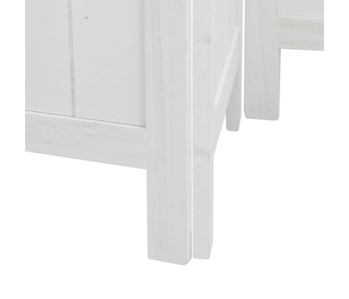 Biombo separador de 4 paneles madera maciza Paulownia blanco
