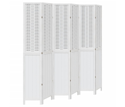 Biombo separador de 6 paneles madera maciza Paulownia blanco