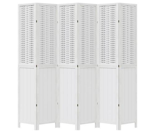Biombo separador de 6 paneles madera maciza Paulownia blanco