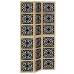 Biombo separador 3 paneles madera maciza Paulownia marrón negro