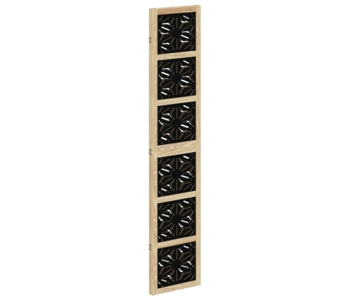Biombo separador 3 paneles madera maciza Paulownia marrón negro