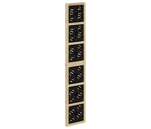 Biombo separador 3 paneles madera maciza Paulownia marrón negro