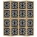 Biombo separador 4 paneles madera maciza Paulownia marrón negro
