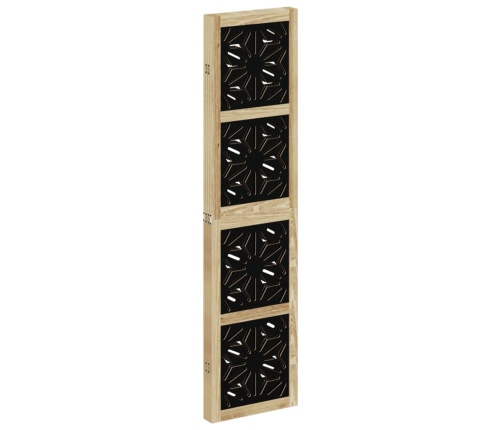 Biombo separador 4 paneles madera maciza Paulownia marrón negro