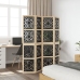 Biombo separador 4 paneles madera maciza Paulownia marrón negro